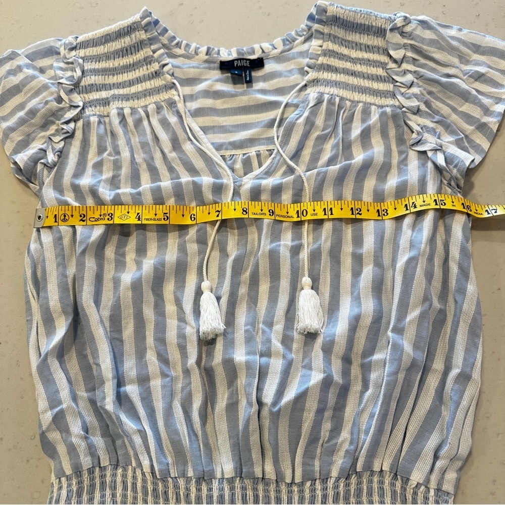 NWOT PAIGE Blue White Striped Drop Waist Cotton Dress Small Beach Summer Coverup - Picture 5 of 6